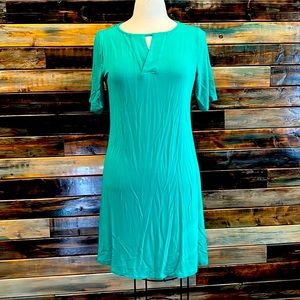 Chico’s 2P shirt dress teal green turquoise aqua stretch comfy babydoll 10 12